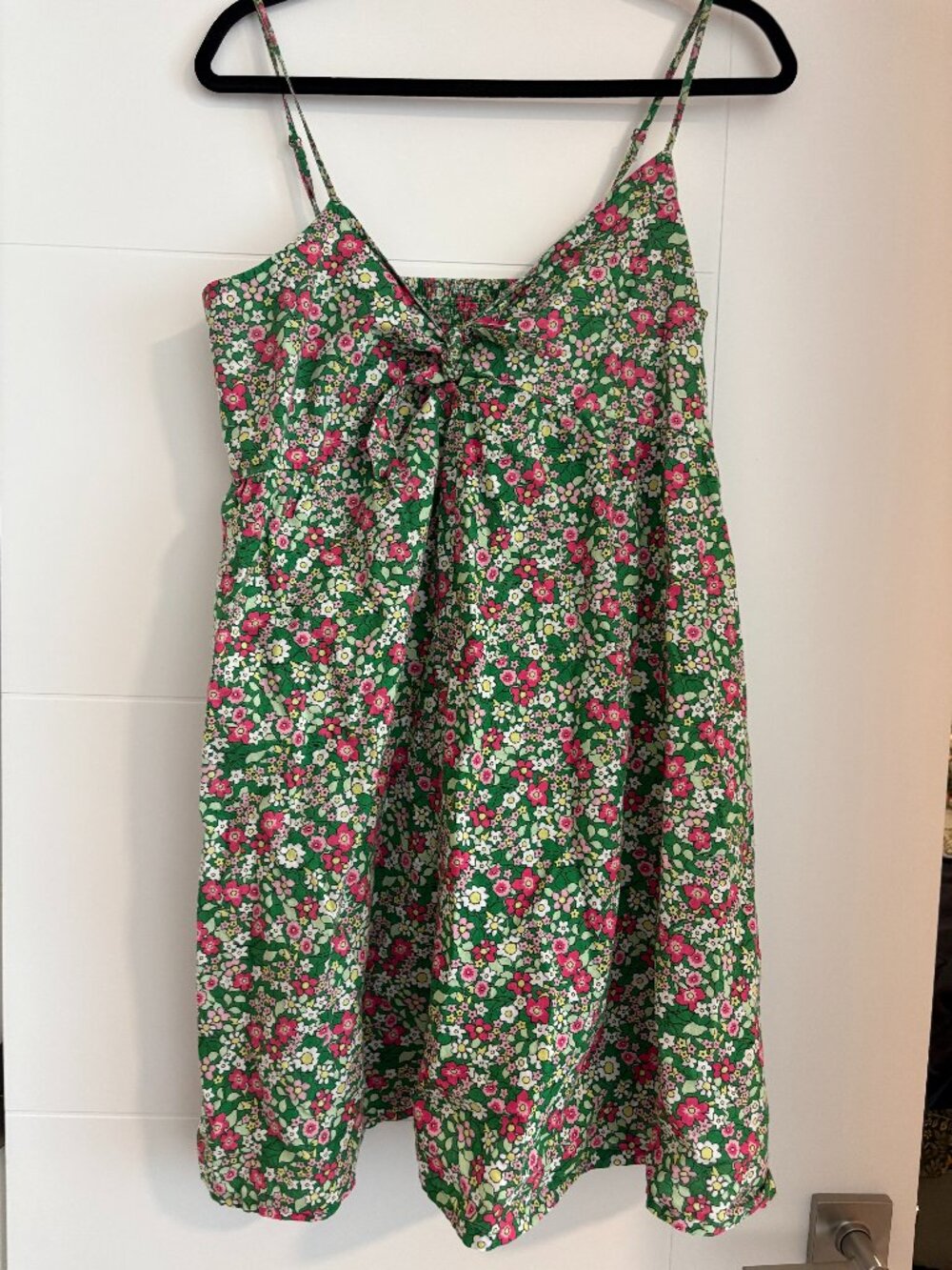 La Vie En Rose Aqua Green & Pink Floral Tie-Front Sundress - Size XL
